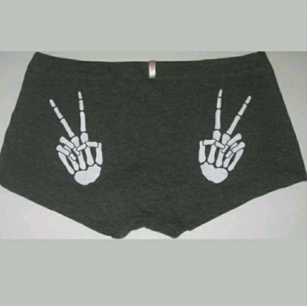 New VS Pink Skeleton Hands Boyshorts Logo Shortie - Picture 2 of 2